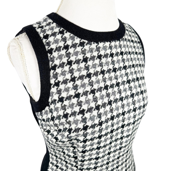 BODEN Black Cream British Tweed by Moon Houndstooth Shift Dress Size US 6 Mod - Picture 8 of 11